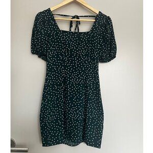 ASOS Green Polka Dot Puff Sleeve Mini Dress Size 0P